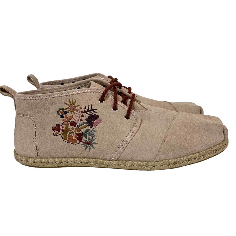 Toms Bota Pink Floral Embroidered Bootie Shoes Size 12